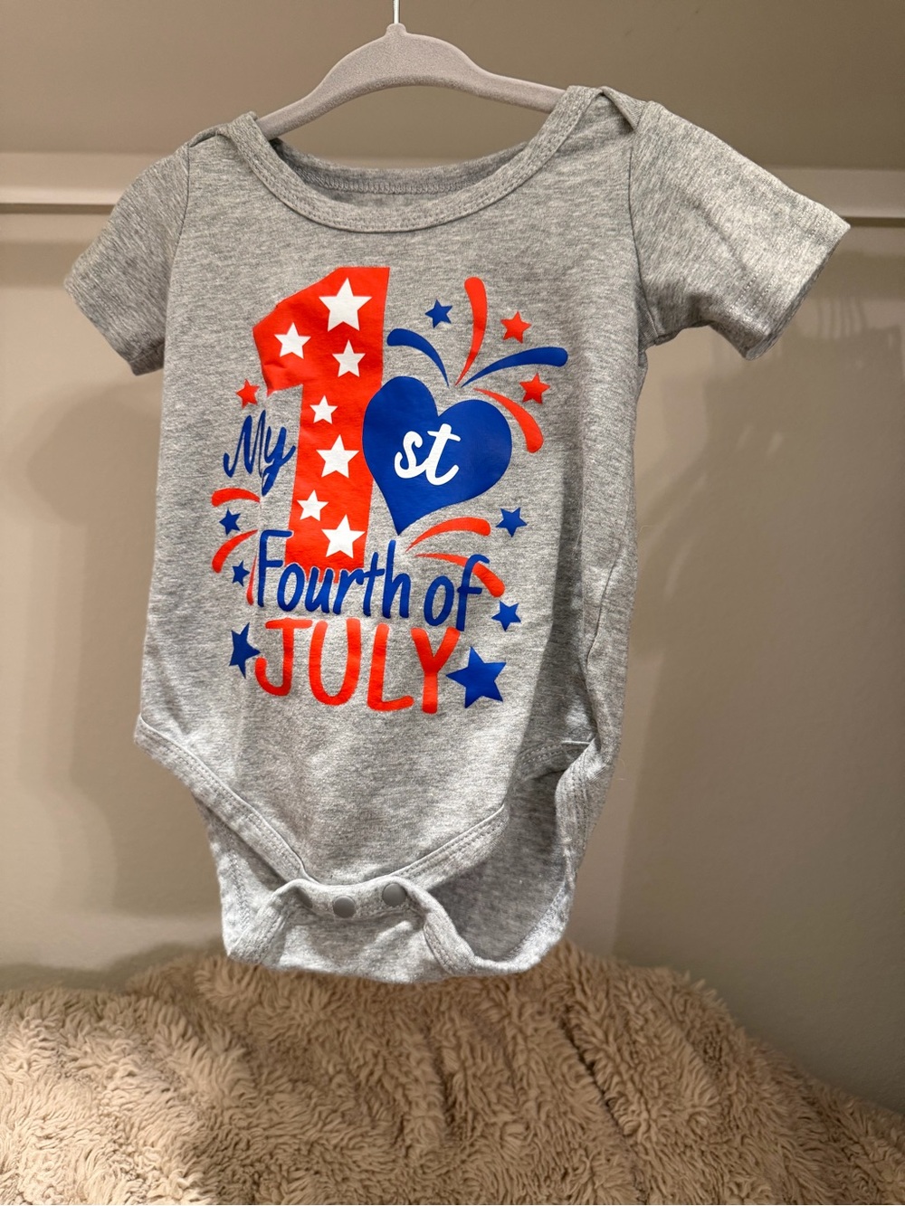 Gray 'My 1st Fourth of July' Baby One-Piece Bodysuit